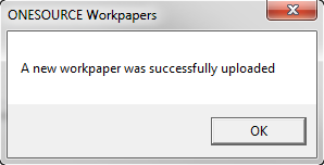 Screen capture showing the confirmation message for an upload.
